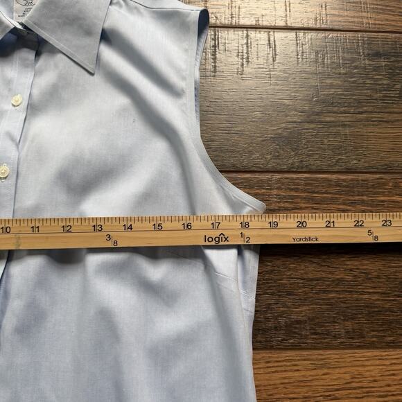 Brooks Brothers 346 Sleeveless Button Up Shirt Blue Oxford Cotton Fitted Sz 10 - Picture 5 of 5